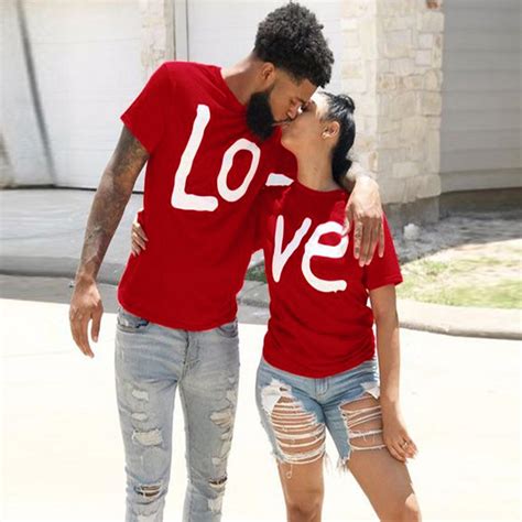 Couples Lover O Neck Short Sleeve Love Letter Print T Shirts Blouses Uygun Fiyatlı Satın Alın