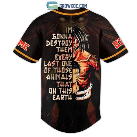 Attack On Titan Eren Yeager Personalized Baseball Jersey Growkoc