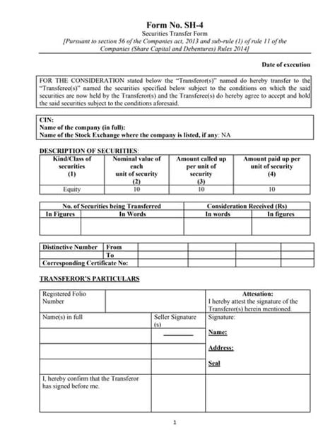 Sh 4 Share Transfer Formpdf