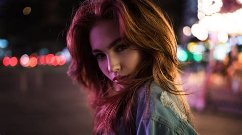 Wallpaper Women Model Ivan Gorokhov Night Lights Urban Face