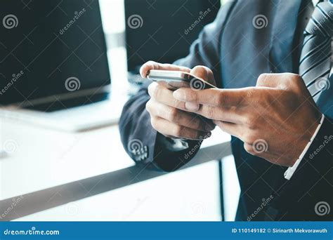 Businessman Using Mobile Phone Stock Photo Image Of Communication