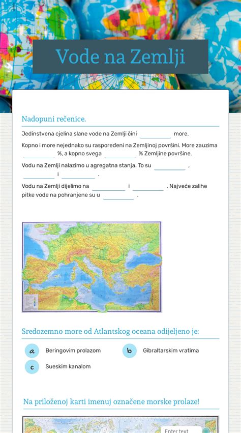 Vode na Zemlji | Interactive Worksheet by Martina Batelka | Wizer.me