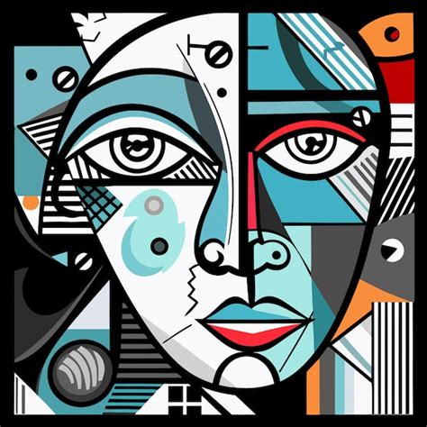 Rostro De Mujer Al Estilo De Picasso Mujer Cubista Fondo Abstracto Al