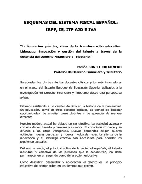 esquemas del sistema fiscal español irpf is itp ajd e iva E