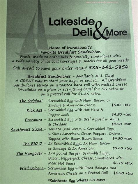 Online Menu of Lakeside Deli & More Restaurant, Rochester, New York, 14617 - Zmenu