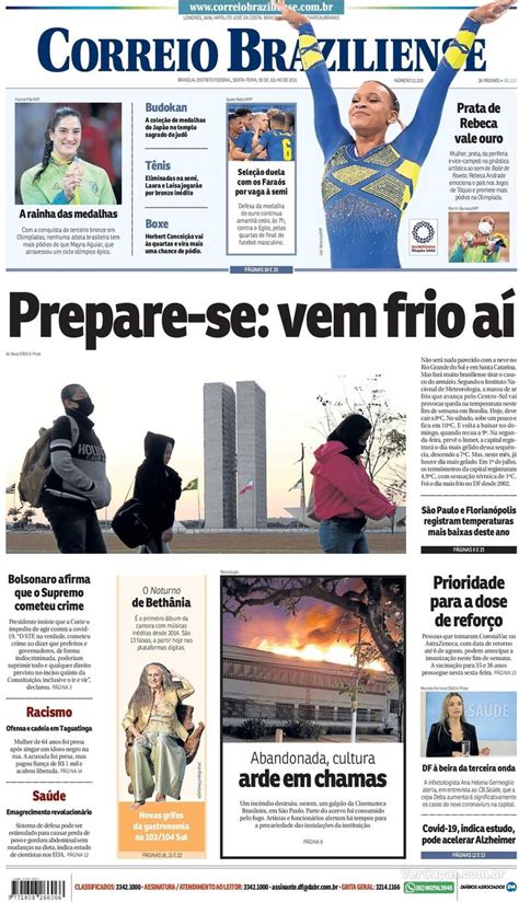 Capa Correio Braziliense Edição Sexta 30 de Julho de 2021