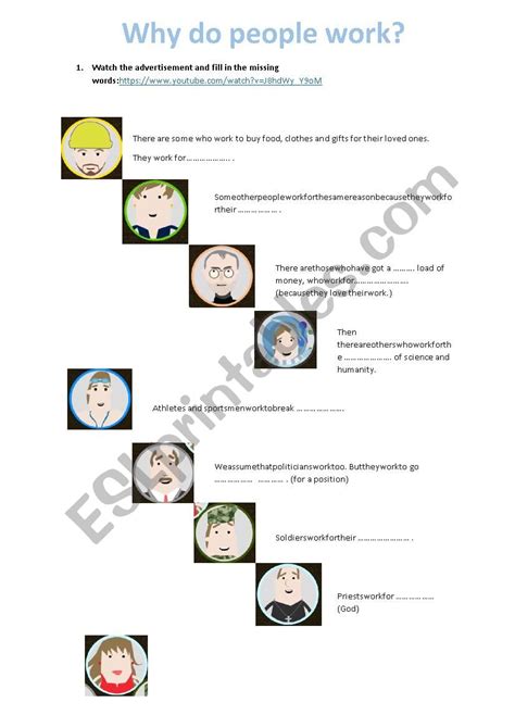 Why Do People Work Esl Worksheet By Szamoca