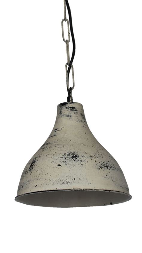 LAMPA METALOWA SUFITOWA LOFT BIAŁA PRZECIERANA IndigoDecor