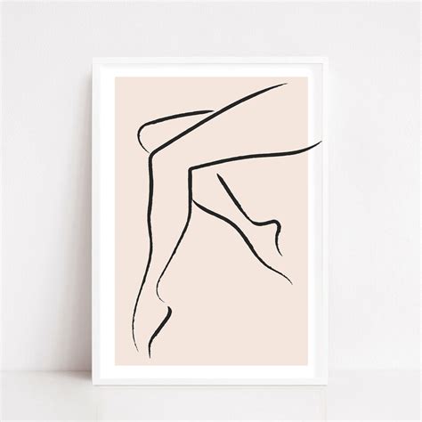 Female Legs Line Drawing Nude Line Art Print Modern Minimalist Woman Printable Large Wall Art