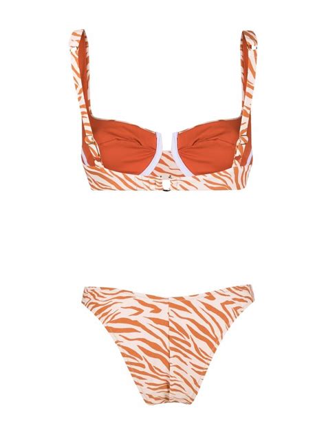 Reina Olga Zebra Print Bikini Set Farfetch