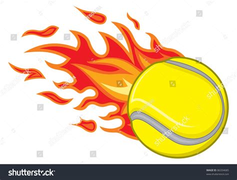 Tennis Ball In Fire Stock Vector Illustration Shutterstock