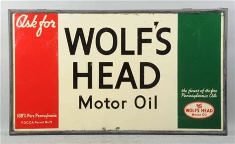 Lot Detail Tin Embossed Wolf S Head Motor Oil Sign