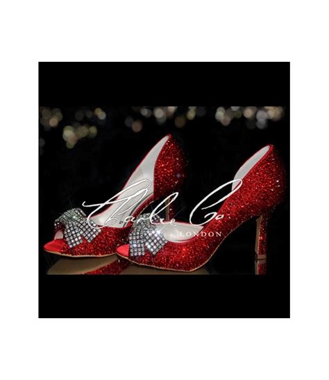 35 Peep Toe Red Crystal Mesh Bow Heels