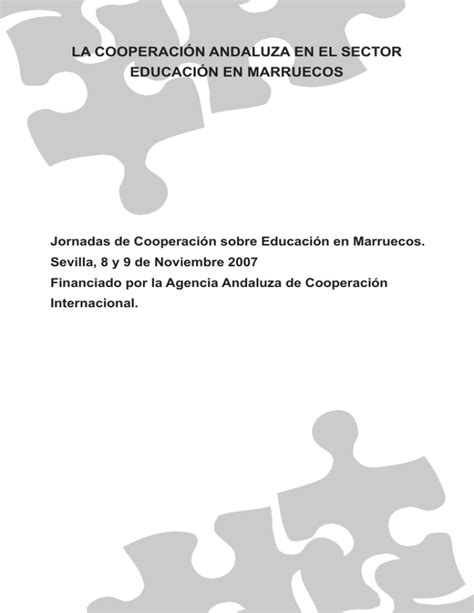 La Cooperaci N Andaluza En El Sector Educaci N En Marruecos