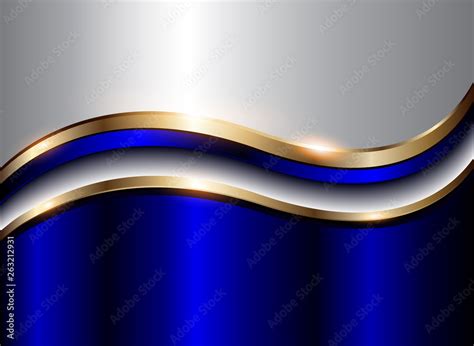 Abstract Background Blue With Gold Metallic Wave Stock Vector Adobe