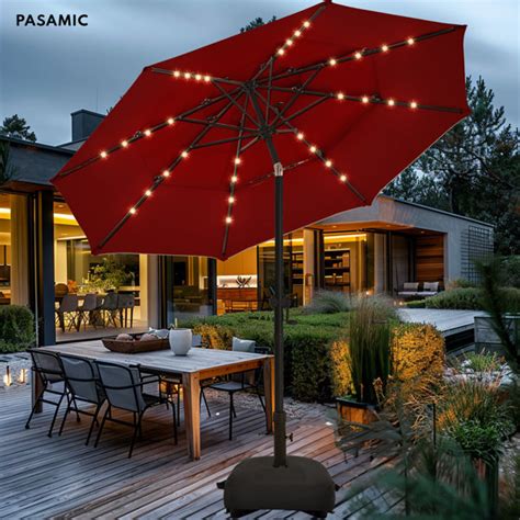 Pasamic Tiers Solar Led Market Umbrella Outdoor Patio Umbrella