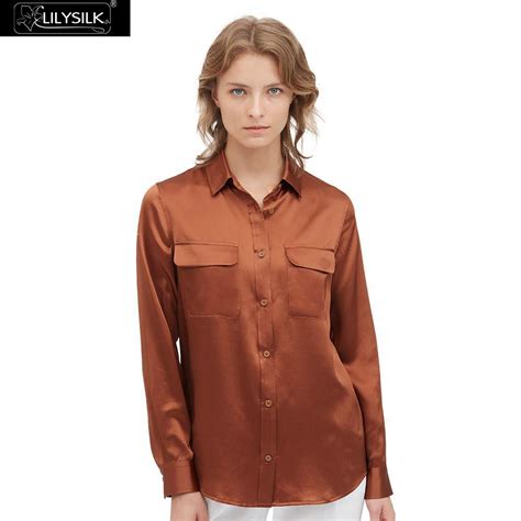 Lilysilk Camisa De Seda Con Pock Para Mujer Camisa B Sica De Seda