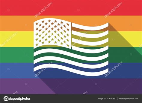 Long Shadow Gay Pride Flag With The Unites States Of America Wa Stock