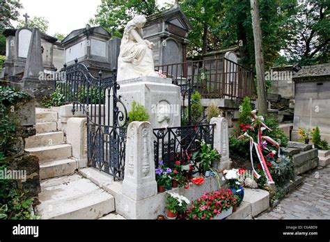 Grave of Polish composer Frederic Chopin at Pere Lachaise cemetery in Stock Photo, Royalty Free ...