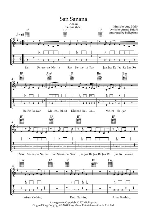 San Sanana Guitar Sheet PDF | Asoka | 100% Accurate Notes