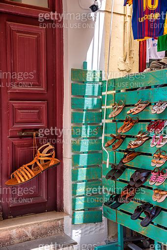 Street Scene Tourist Shops And Restaurants In The Historic City Of