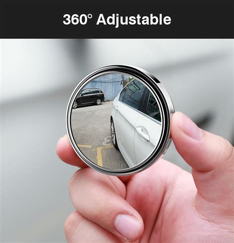 360 Degree Adjustable HD Glass Round Rear View Mirror With Large Rotation Surface Black From ...