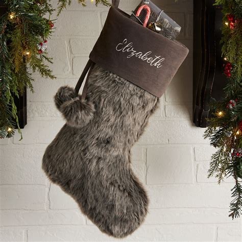 Embroidered Faux Fur Christmas Stocking Personalized Etsy