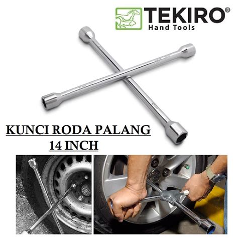 TEKIRO Kunci Roda Palang 4 Way 14 Inch Kunci Roda Palang Mobil 14