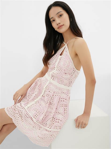 Janesuda X Pomelo Sustainable Eyelet Mini Dress Lavender Pomelo Fashion