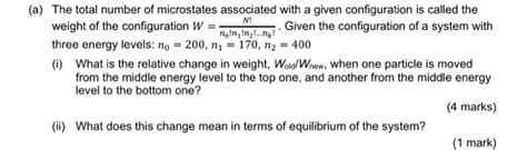 Solved N A The Total Number Of Microstates Associated Chegg