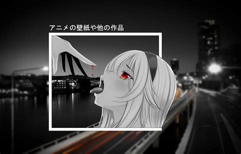 Обои девушка, город, аниме, anime, черное белое, madskillz, мэдскиллз ...