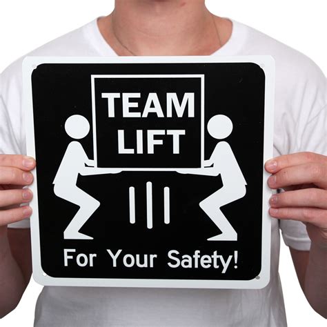 Team Lift For Your Safety Sign With Two Men Lifting Graphic, SKU: S-8712 - MySafetySign.com