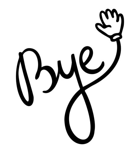 Bye Hand Drawn Black Lettering Online Chat Sticker Vector Isolated