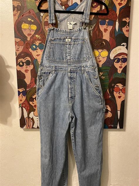 Vintage Calvin Klein Medium Wash Overall Depop