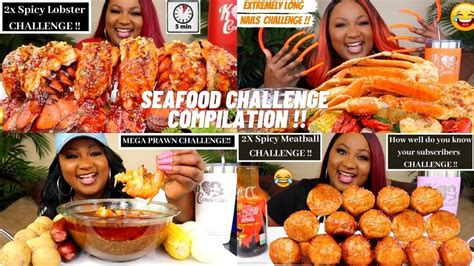 6 2x Spicy Lobster Tails Challenge Seafood Boil Mukbang Compilations Youtube