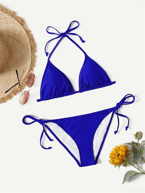 Ensemble De Bikini Mono Ras Du Cou Triangulaire Soutien Gorge Bas