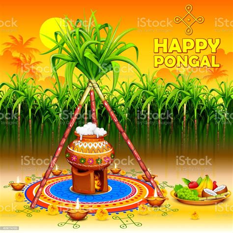 Happy Pongal Greeting Background Stock Illustration Download Image