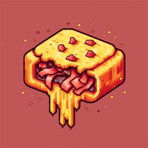 Premium Ai Image A Pixel Pizza Slice With Melted Cheese And Bacon On