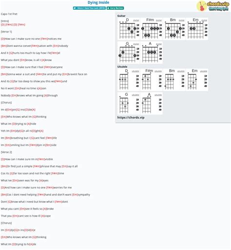 Chord: Dying Inside - tab, song lyric, sheet, guitar, ukulele | chords.vip