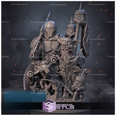 Mandalorian And Grogu Diorama 3d Printing Figurine Starwars Stl Files