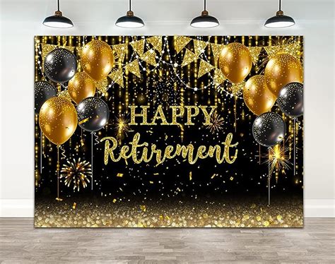 Ticuenicoa 7×5ft Happy Retirement Party Backdrop Gold And