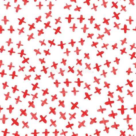 Hand Painted Red Cross Motives Seamless Vector Texture Watercolor