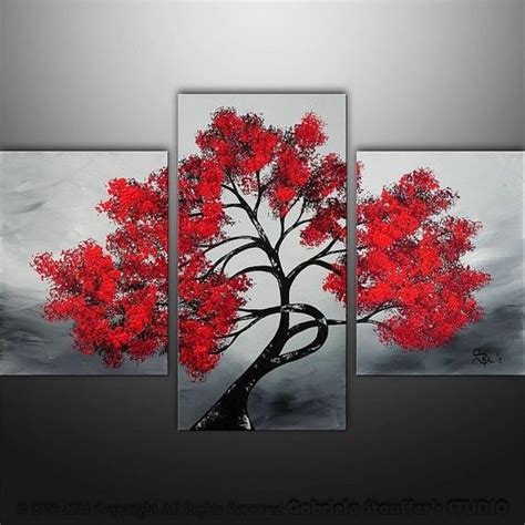 Red Trees Painting Foter Como Fazer Pintura Decoração Sala Quadros