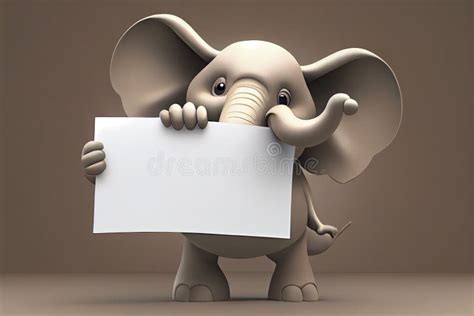 Funny Elephant Cartoon Holding Blank Sign Stock Illustration