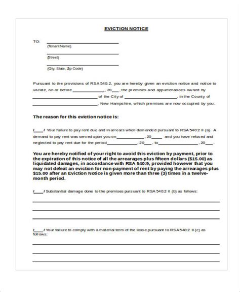Sample Eviction Notice To Tenant | The Document Template