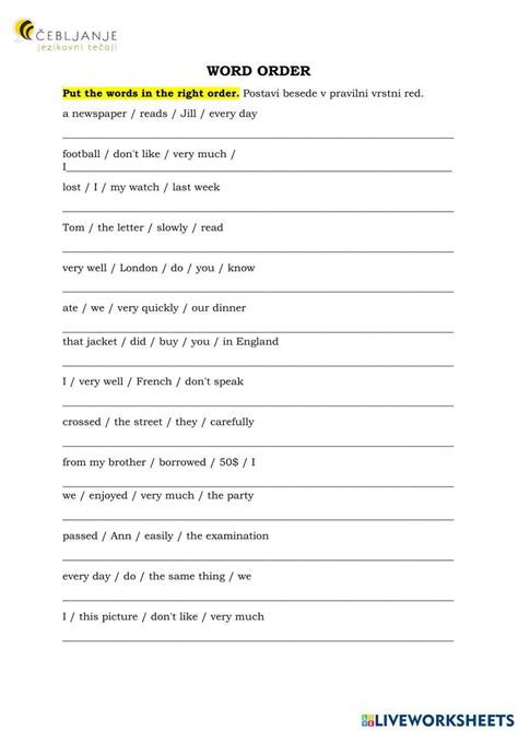 Word Order Interactive And Downloadable Worksheet You Can Do The