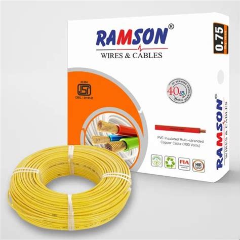 Ramson 0 75 Sqmm Yellow Single Core Copper Wire Roll Length 90 M At