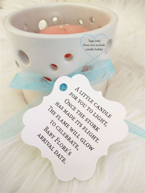 Baby Shower Candle Prayer Baby Shower Tea Light Stork Tags Etsy