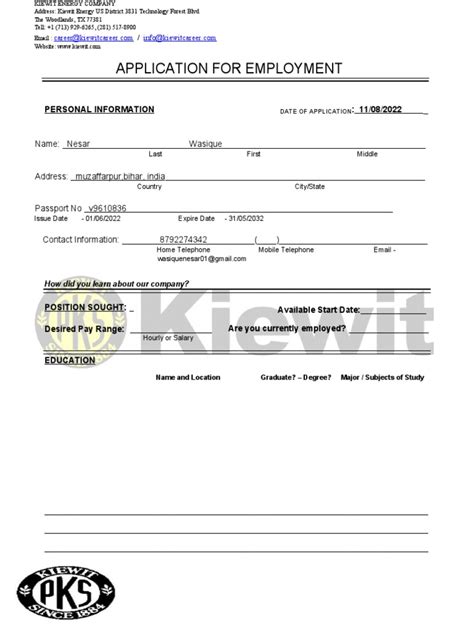 Kiewit Energy Company Application Form Pdf