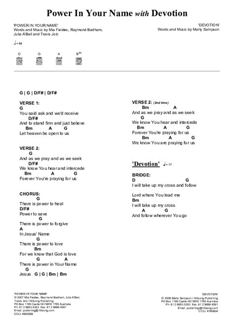 Power In Your Name Chords PDF (Hillsong Kids) - PraiseCharts